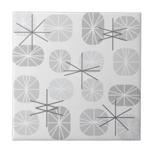 Midcentury Pattern Oblongs Light Grey Tile