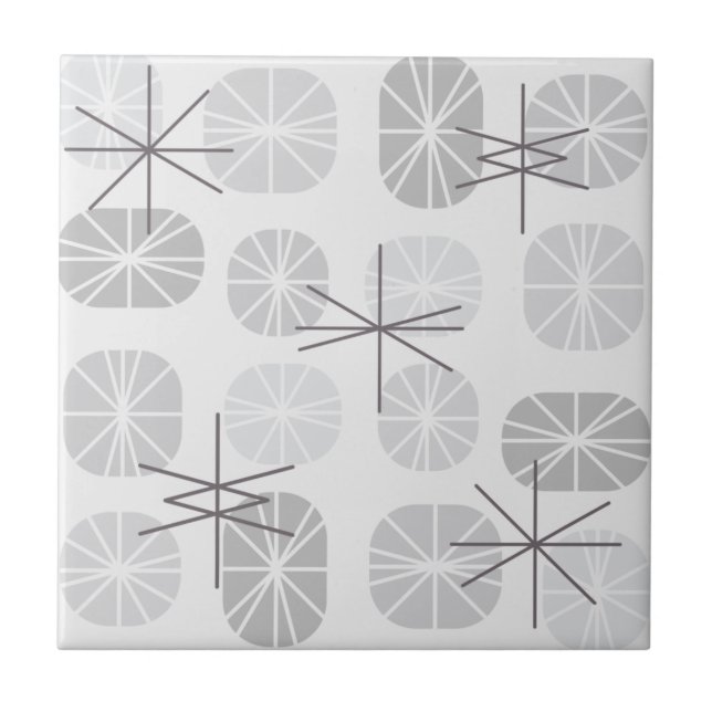 Midcentury Pattern Oblongs Light Grey Tile (Front)