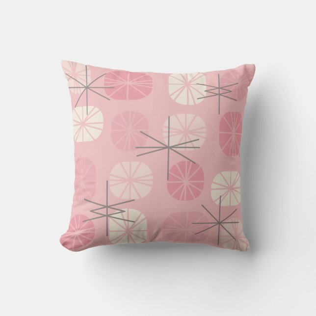 Midcentury Pattern Oblongs Pink Vanilla Cushion (Front)