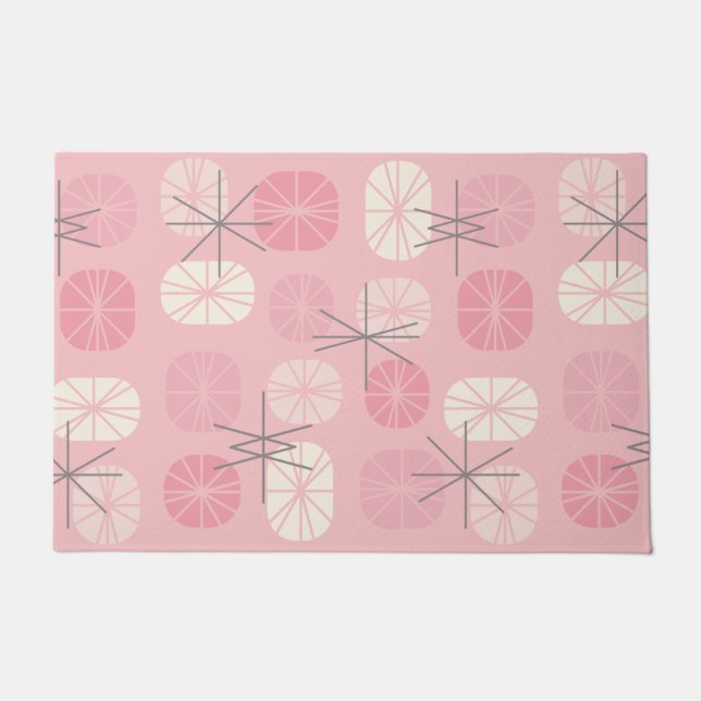 Midcentury Pattern Oblongs Pink Vanilla Doormat (Front)