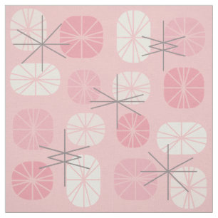 Midcentury Pattern Oblongs Pink Vanilla Fabric