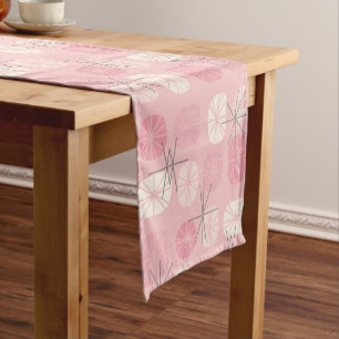 Midcentury Pattern Oblongs Pink Vanilla Short Table Runner