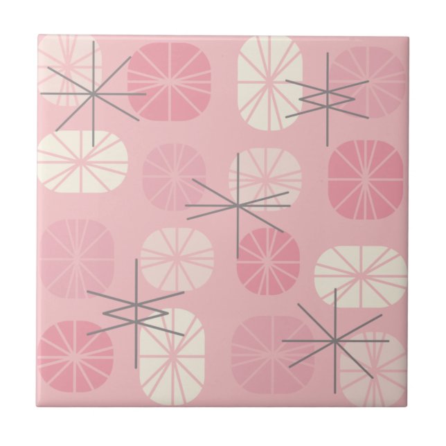 Midcentury Pattern Oblongs Pink Vanilla Tile (Front)