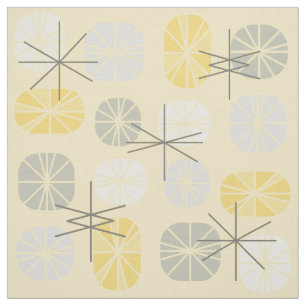 Midcentury Pattern Oblongs Yellow Grey Fabric