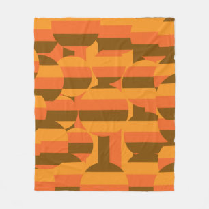 midcentury retro groovy 70s geometric art fleece blanket