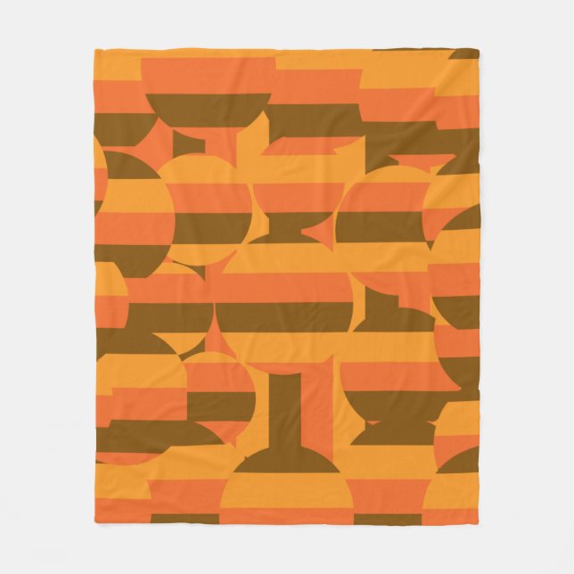 midcentury retro groovy 70s geometric art fleece blanket (Front)