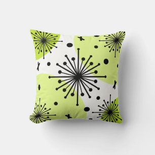 Midcentury Sputnik Starbursts Chartreuse Cushion