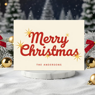 Midcentury Starburst Script Merry Christmas Holiday Card