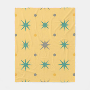 Midcentury Starburst Seamless Pattern Fleece Blanket