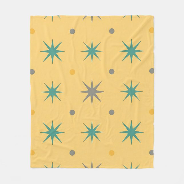 Midcentury Starburst Seamless Pattern Fleece Blanket (Front)