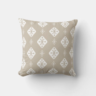 Midcentury Starbursts Diamonds Taupe Cushion