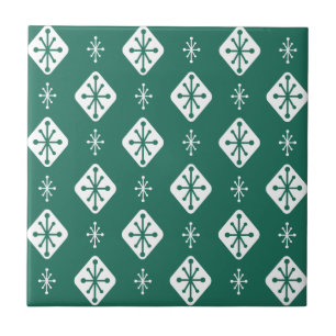 Midcentury Starbursts Diamonds Teal Tile