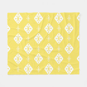 Midcentury Starbursts Diamonds Yellow Fleece Blanket