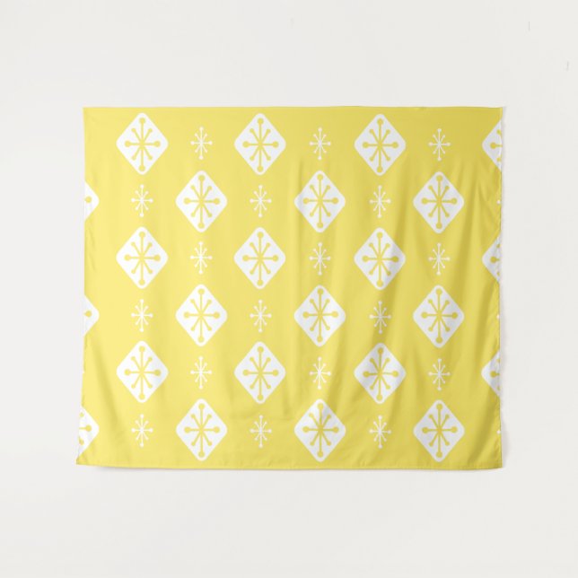 Midcentury Starbursts Diamonds Yellow Tapestry (Front (Horizontal))