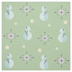 Midcentury Vintage Christmas Snowmen Fabric