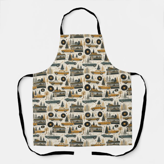 Midcentury Winter Road Trip Kitchen Style Apron (Front)