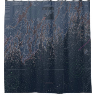 Midcoast Maine Nautical Coastline Map Shower Curtain