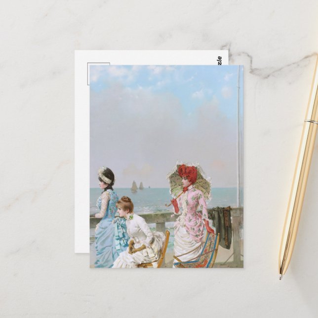 Midday at the sea by Vittorio Matteo Corcos Postcard (Front/Back In Situ)