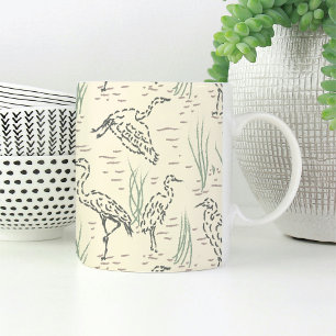 Midday Egrets - Along the River - birds pattern. Coffee Mug