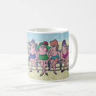 Middle aged bathing beach beauties Coffee Mugs