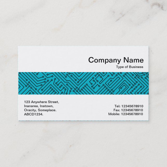 Middle Band - Circuitry - Black on Aqua Blue 00b2c Business Card (Front)