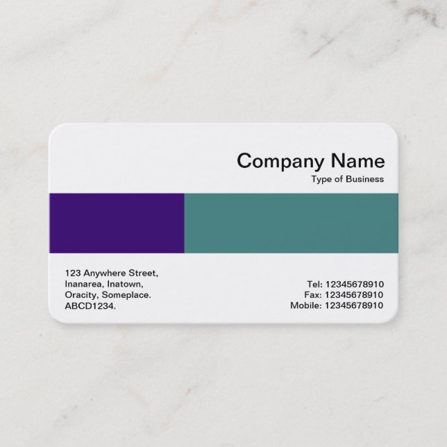 Middle Band - Two Tones - Blue and Green Business Card (Front)