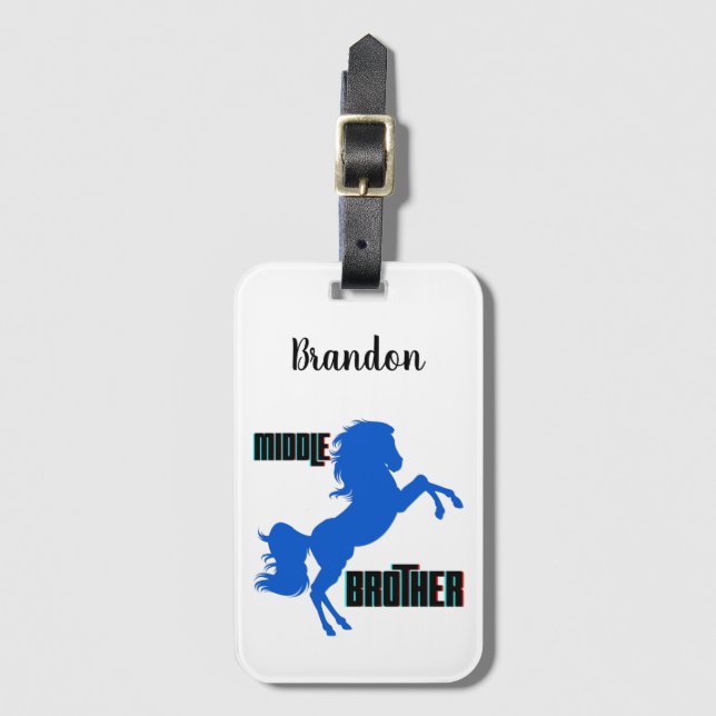 Middle Brother Horse Rearing Luggage Tag (Front Vertical)