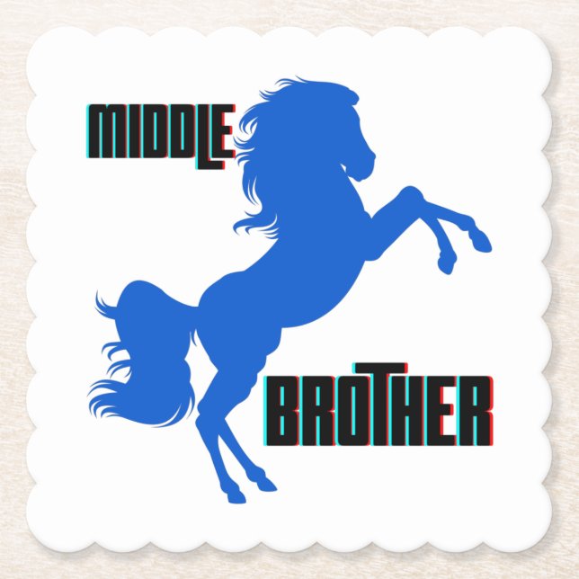 Middle Brother Horse Rearing Paper Coaster (Front)
