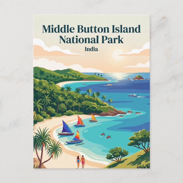 Middle Button Island National Park India Postcard (Front)