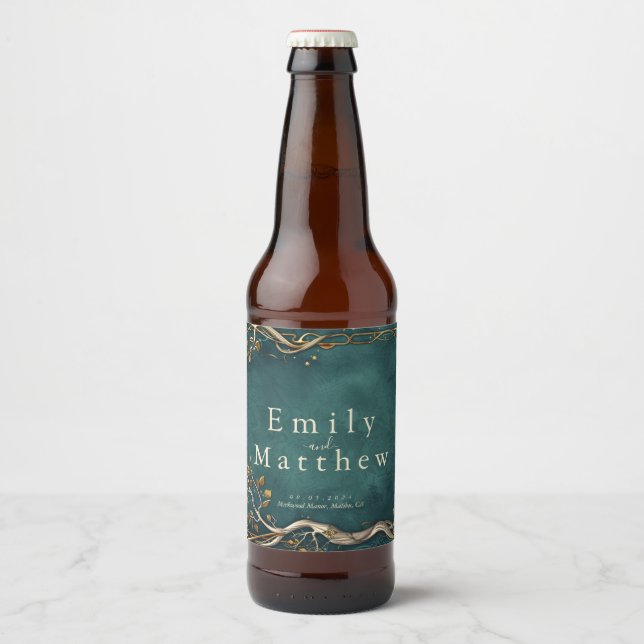 Middle-earth Majesty Wedding Beer Bottle Label (Front)