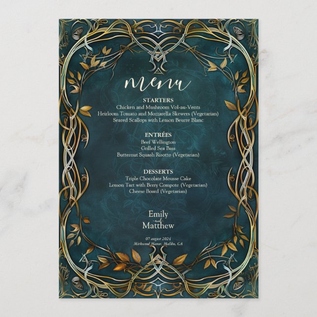 Middle-earth Majesty Wedding Menu (Front)