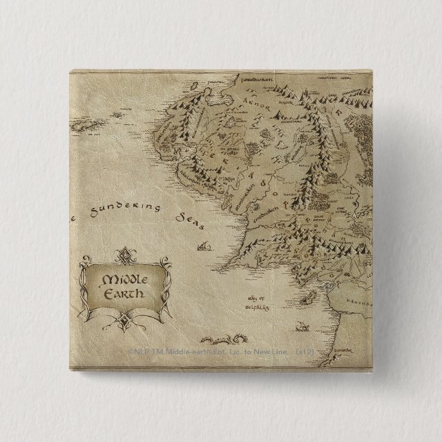 MIDDLE-EARTH™ Map 15 Cm Square Badge (Front)