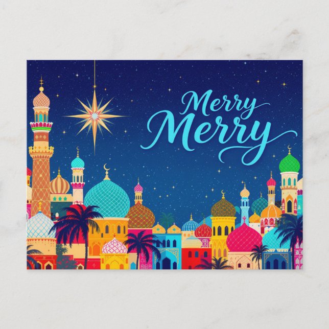 Middle East City Christmas Star Holiday Postcard (Front)