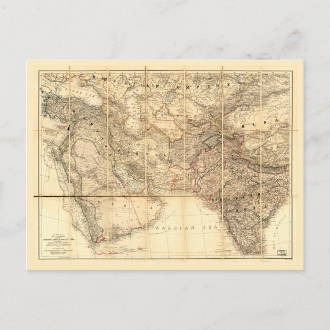 Middle East Map (1885) Postcard (Front)