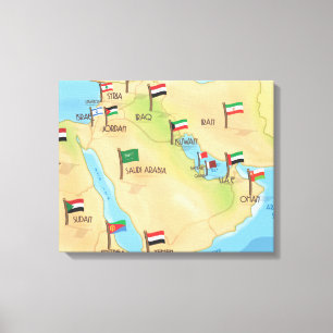 Middle East Map Canvas Print