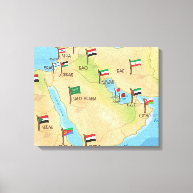Middle East Map Canvas Print (Front)
