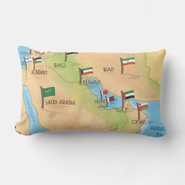 Middle East Map Lumbar Cushion (Front)