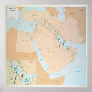 Middle East Oil Fields Map (1993) Poster