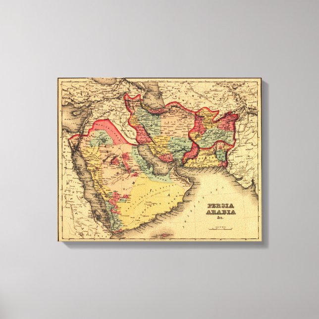 Middle East "Persia Arabia"Panoramic Map Canvas Print (Front)