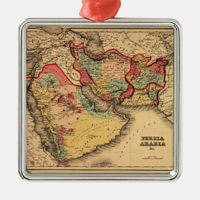Middle East "Persia Arabia"Panoramic Map Metal Tree Decoration (Front)