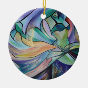 Middle Eastern Belly Dancer With Pastel Veils Ceramic Tree Decoration