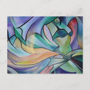 Middle Eastern Belly Dancer With Pastel Veils Postcard