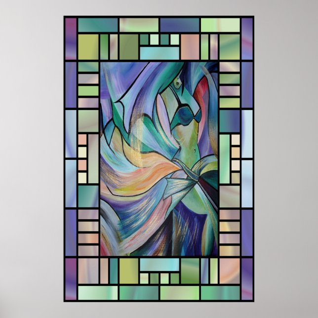 Middle Eastern Belly Dancer With Pastel Veils Poster (Front)