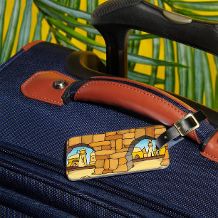 Middle Eastern Desert City Through Ancient Arch Luggage Tag