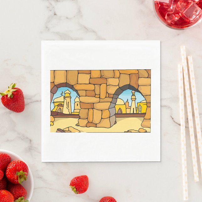 Middle Eastern Desert City Through Ancient Arch  Napkin (Creator Uploaded)