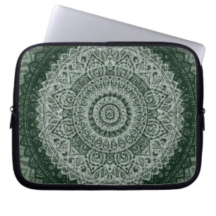 Middle eastern green hippy pattern laptop sleeve