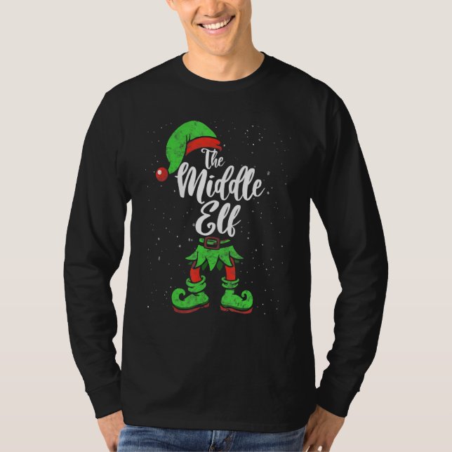 Middle Elf Matching Family Christmas Pajama Costum T-Shirt (Front)