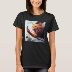 Middle Finger Angry Driving Cat T-Shirt