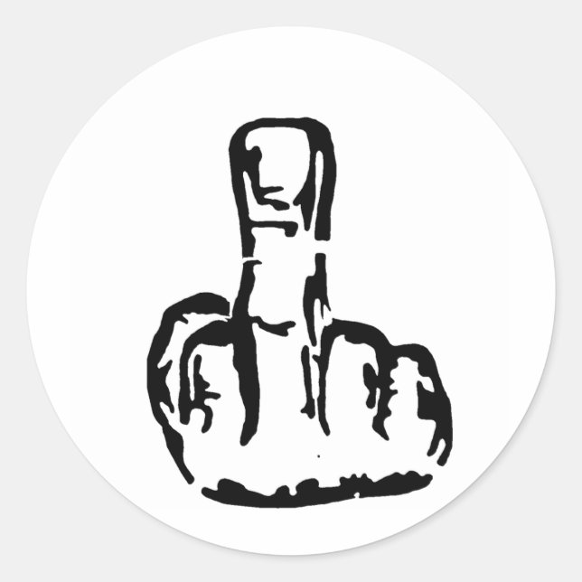 Middle Finger Classic Round Sticker (Front)