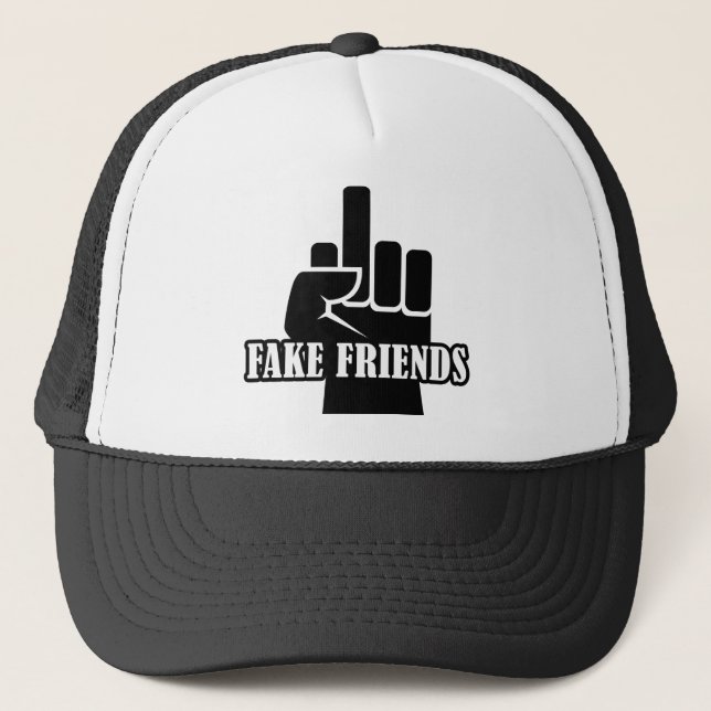 Middle Finger Fake Friends Trucker Hat (Front)